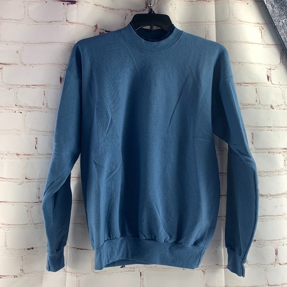 Hanes Light Blue Solid Double Collar Sweatshirt Size Large 42 - 44 Vintage - Picture 1 of 5